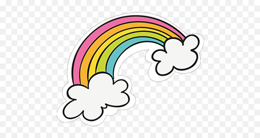 Rainbow With Clouds Clipart Sticker - Sticker Mania Rainbow Cartoon Emoji,Clouds Emoji