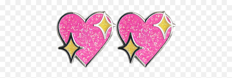 Sparkle Heart Emoji Earrings - Sparkle Transparent Pink Heart,Fake Emoji Joggers