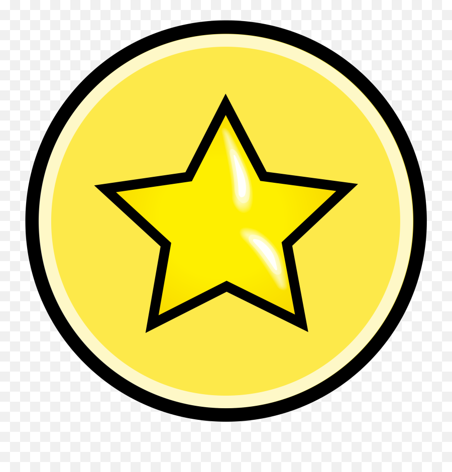 Button With Yellow Star Vector Clipart Image - Yellow Star In A Circle Emoji,Thinking Emoji