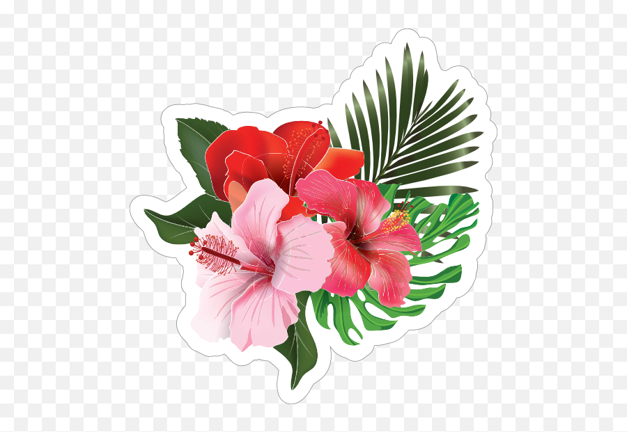 Gorgeous Hibiscus Flower Trio Sticker - Hawaiian Hibiscus Emoji,Hibiscus Emoji
