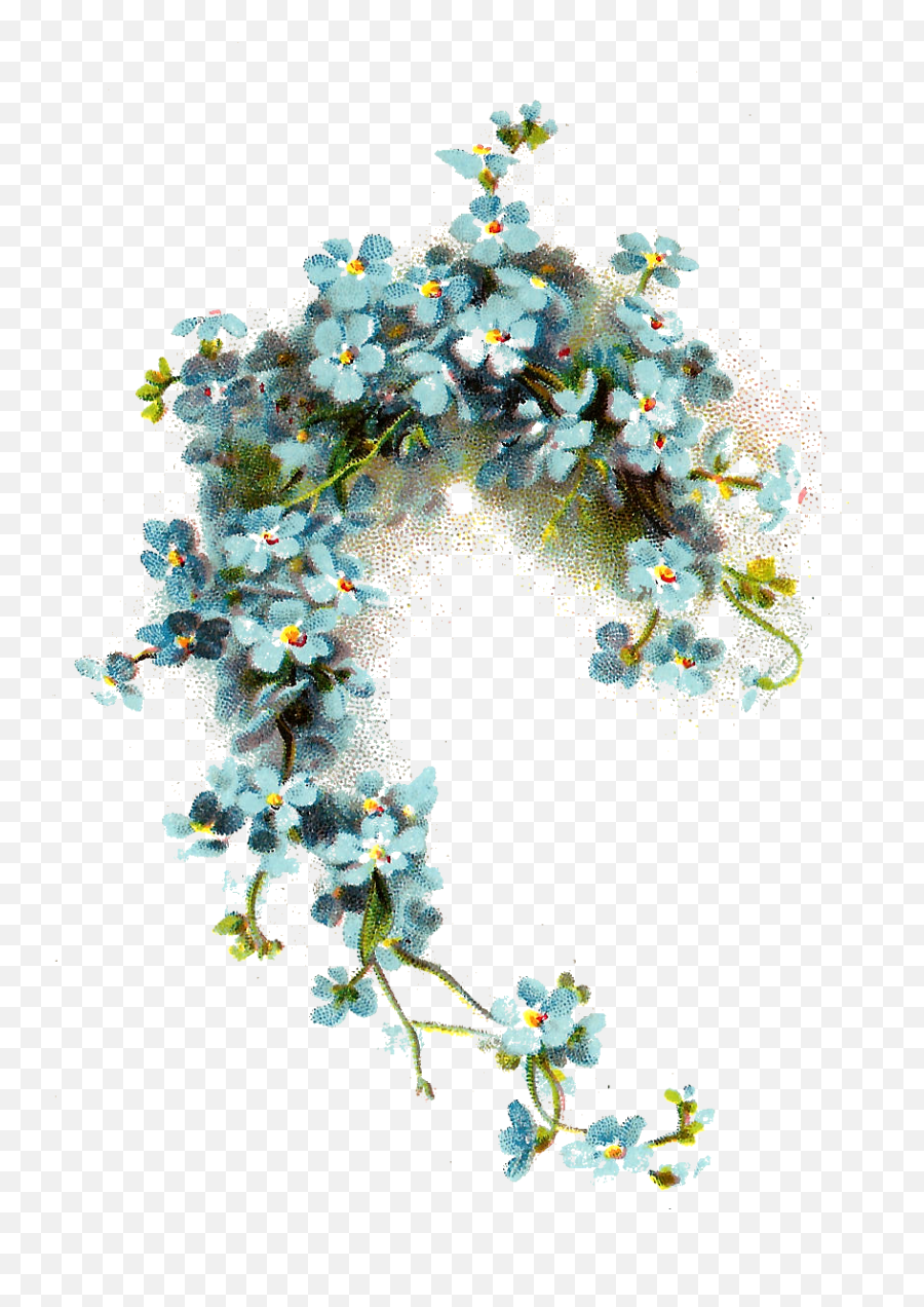 Library Of Blue Vintage Flower Graphic Library Library Png - Forget Me Not Png Emoji,Blue Flower Emoji