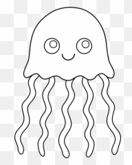 Cute Jellyfish Drawing Free Download On Clipartmag - Jellyfish Black And White Clipart Cute Emoji,Blobfish Emoji