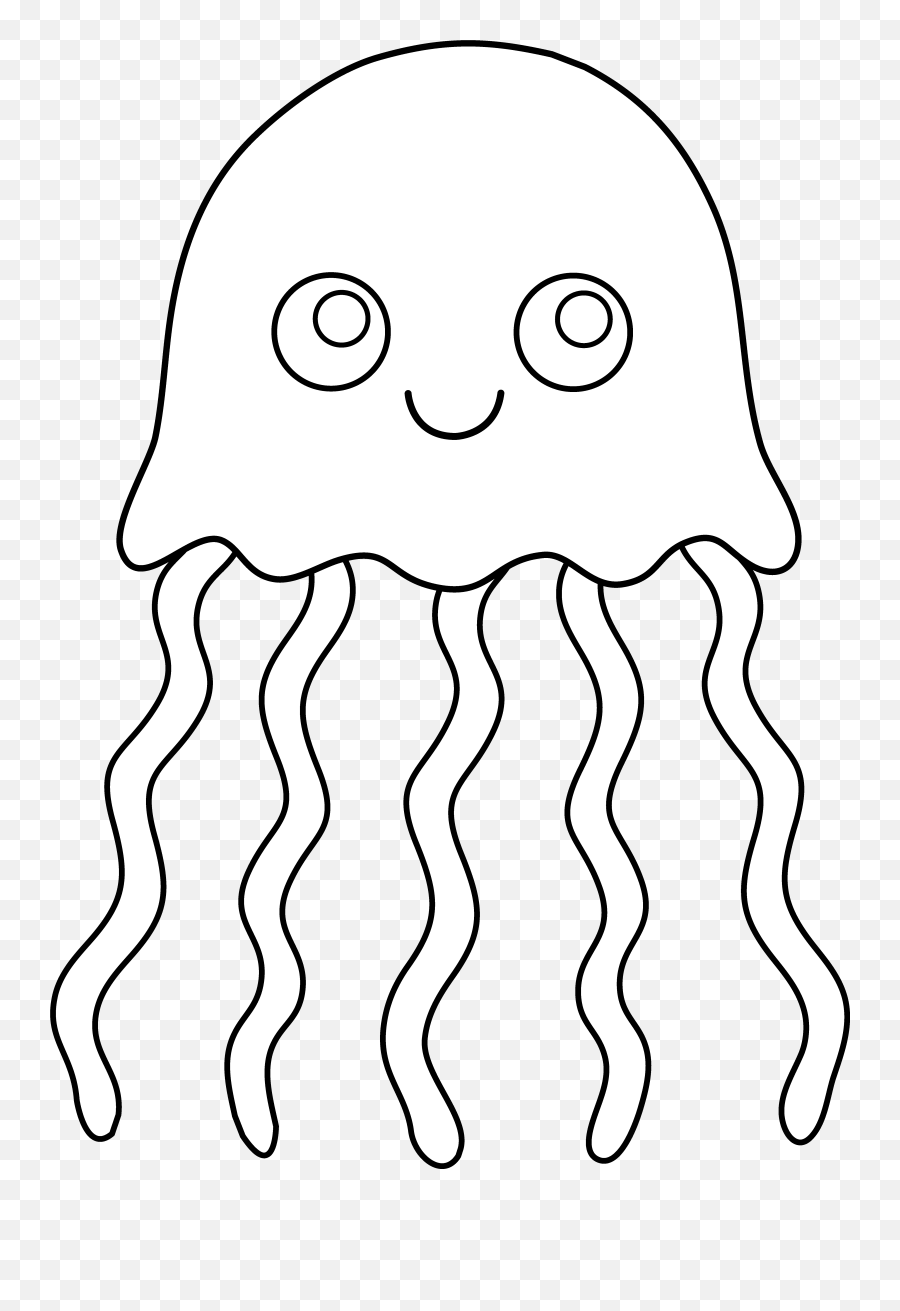 Cute Jellyfish Drawing Free Download On Clipartmag - Jellyfish Black And White Clipart Cute Emoji,Blobfish Emoji