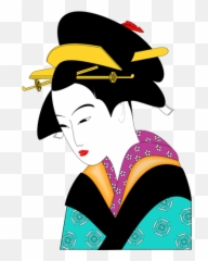 Sad Geisha With Red Lipstick - Chinese Drawing Free Emoji
