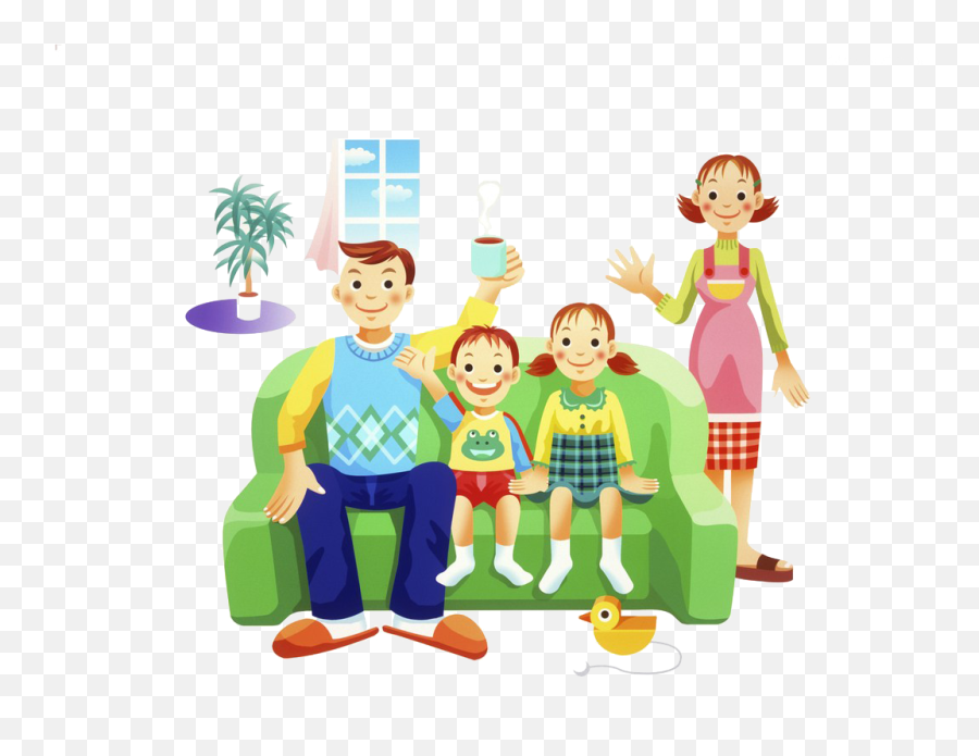 Couch Clipart Family Couch Family - Happy Family Cartoon Hd Emoji,Fam Emoji