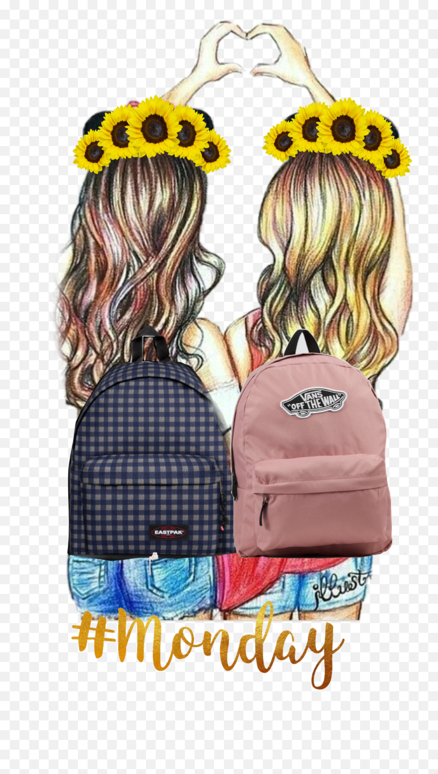 Freetoedit School Bag Schoolbag Sunflowers Sunflo - Easy Drawings Of Two Best Friends Emoji,Emoji School Bag