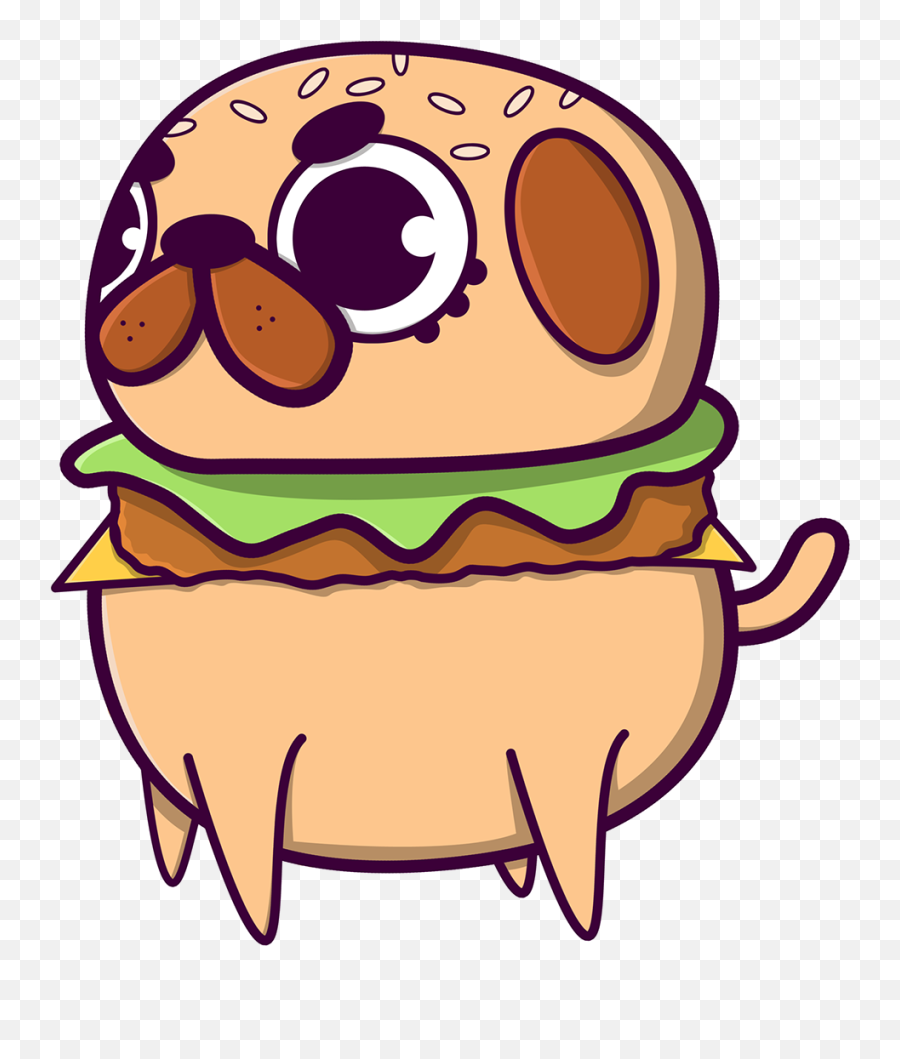Food Buddies On Behance With Images Pug Cartoon Cute - Burger Pug Emoji,Emoji Doggy Style