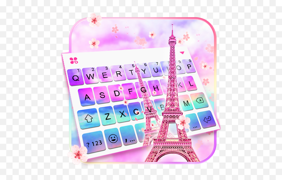 Download Sky Sakura Paris Love Keyboard Theme - Eiffel Tower Emoji,Sakura Emoji