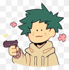 deku izuku midoriya izukumidoriya mha chibideku animebo - Deku With A Gun Emoji