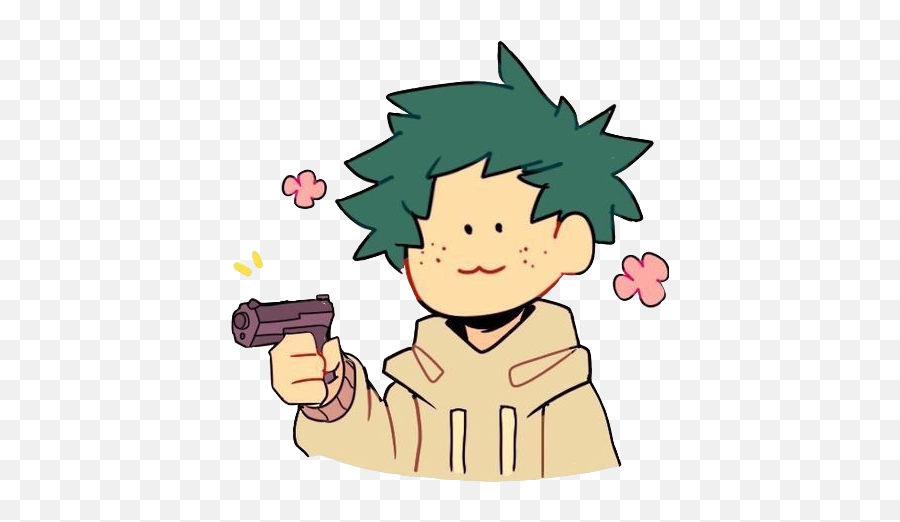 Deku Izuku Midoriya Izukumidoriya Mha Chibideku Animebo - Deku With A Gun Emoji,Finger Guns Emoji