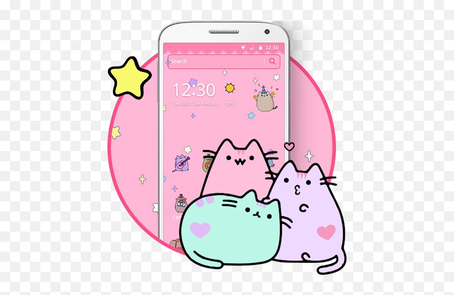 Download Pusheen Cat Lovely Pink Theme - Cartoon Emoji,Pusheen The Cat Emoji