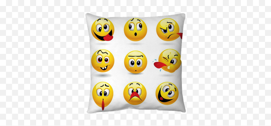 Smiley Balls Showing Funny Face Throw Pillow U2022 Pixers - We Live To Change Smiley Emoji,Soccer Ball Emoticons