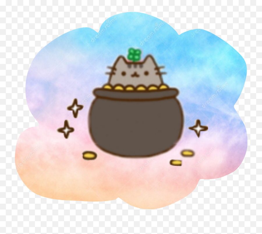 Pot Of Gold Sticker Challenge - Gato Pusheen Get Lucky Emoji,Pot Of Gold Emoji