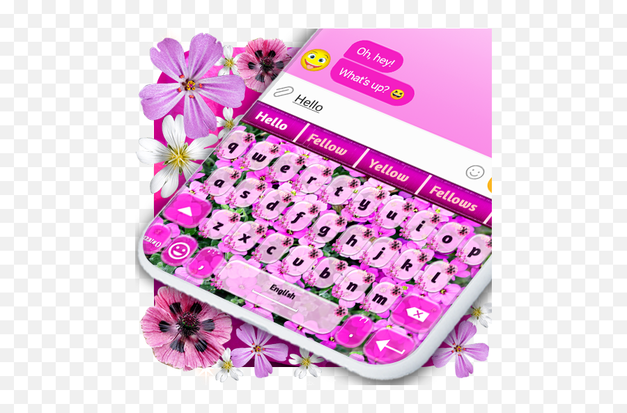 Pink Flower Pattern Fancy Keyboard Theme Free - African Daisy Emoji,Pink Flower Emoji