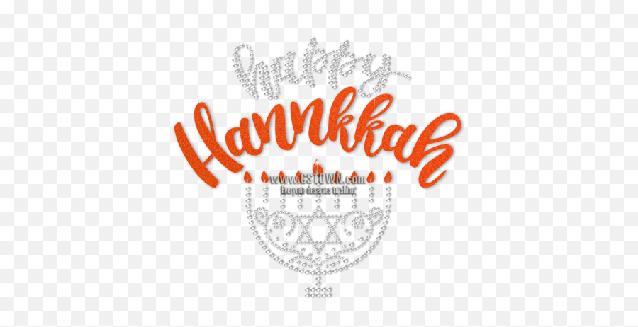 Happy Hanukkah Bling Menorah With Warm Flame Heat Transfer - Calligraphy Emoji,Hanukkah Emoji