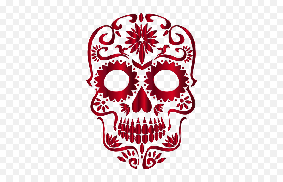 Red Skull - Sugar Skull Clipart Emoji,Skull Emoticon