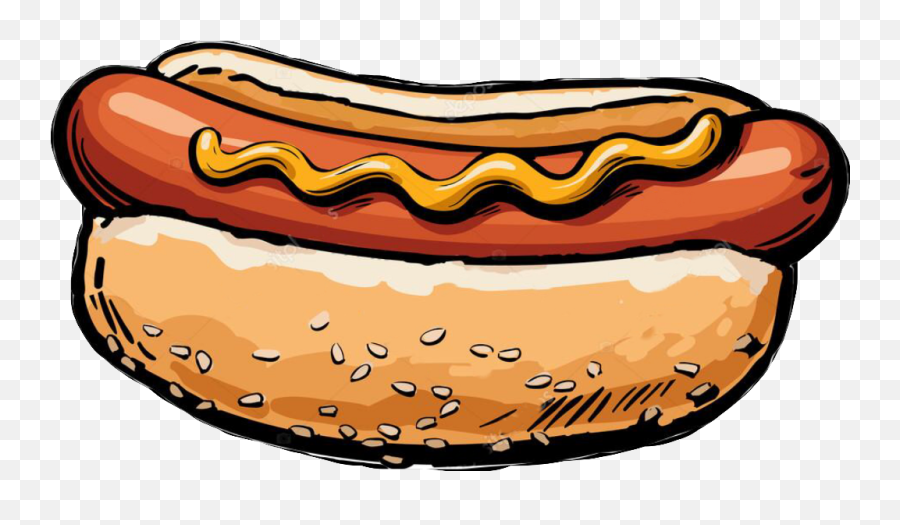 Hotdog Clipart Mustard Hotdog Mustard - Hot Dog Retro Png Emoji,Corn Dog Emoji