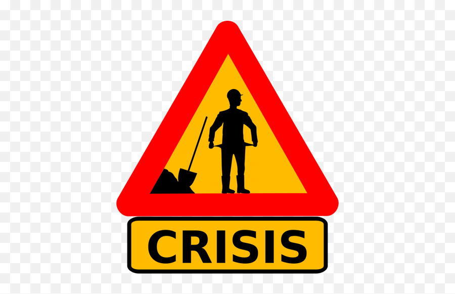 Vector Clip Art Of Money Crisis Warning Roadsign - Crisis Clipart Emoji,Money Bags Emoji