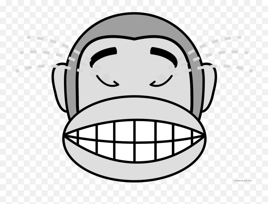 Monkey Emojis Animal Free Black White Clipart Images - Monkey Face Clipart Black And White,Monkey Emoji