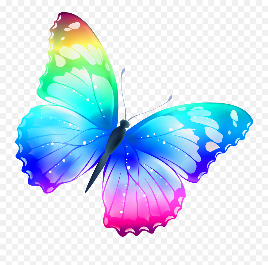 Rainbow Butterfly Clipart - Clip Art Butterfly Emoji,Butterfly Emoji