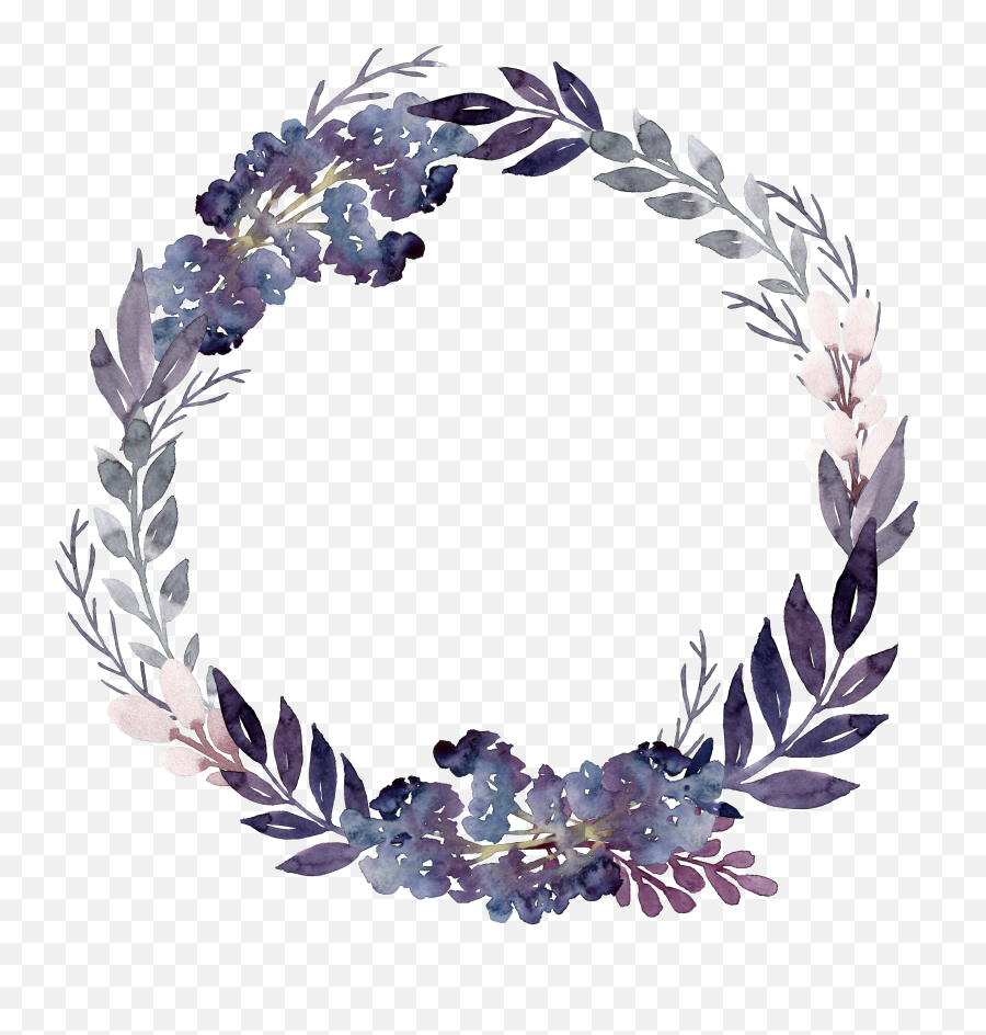 Download Flower Leaf Garland Purple - Transparent Background Floral Wreath Clipart Emoji,Japanese Emoticons Flower In Hair