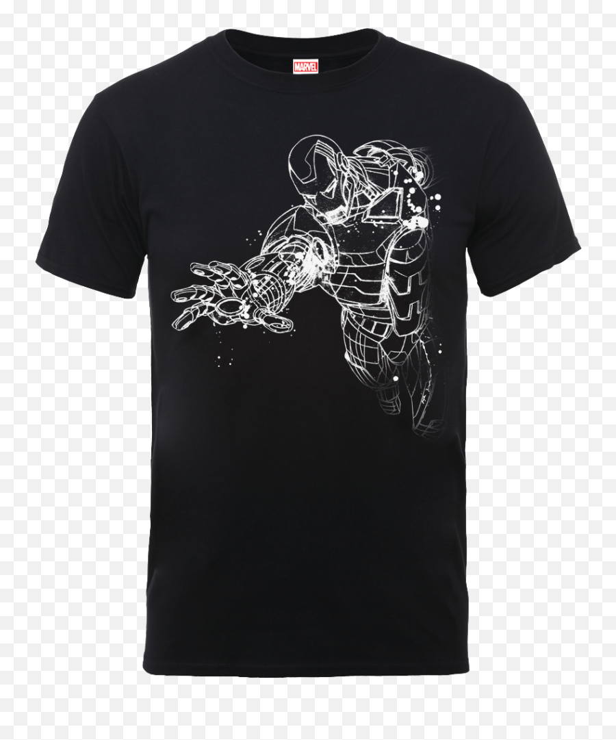 Marvel Avengers Assemble Iron Man Mono Sketch T - Shirt Black T Shirt Marvel Iron Man Emoji,Iron Man Emoji