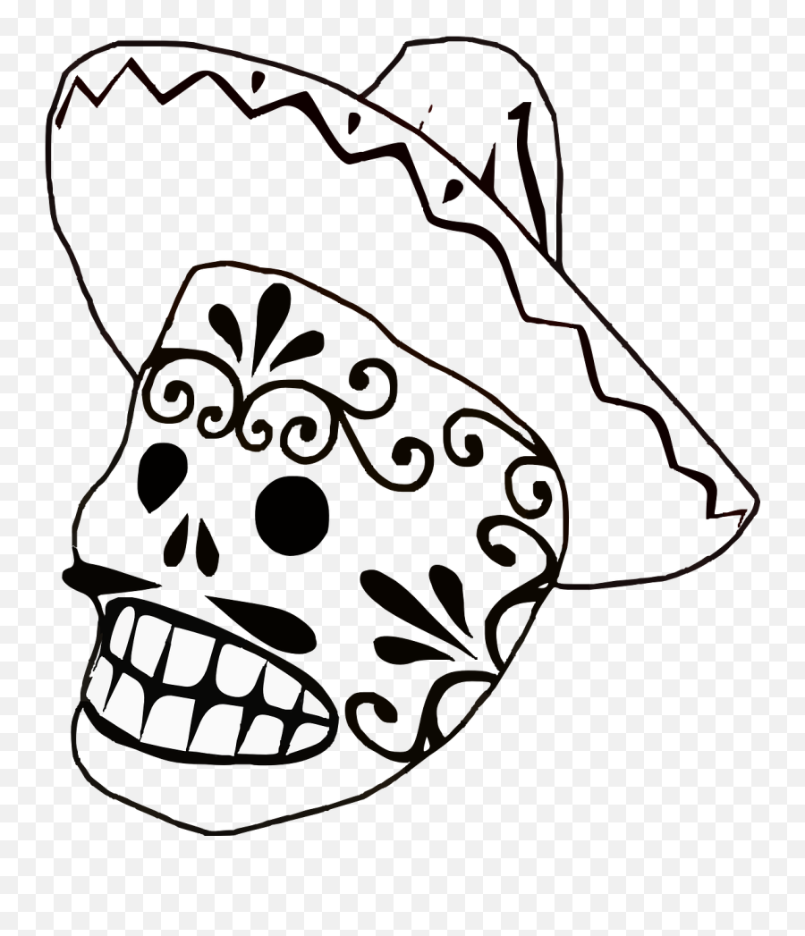 Mask Mexican Sombrero Mustache Grin - Mexican Skulls Art Png Emoji,Cinco De Mayo Emoticons