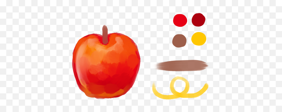 Compare Apple Drawing With Oil Brush - Apple Emoji,Japanese Emoticons Flower In Hair