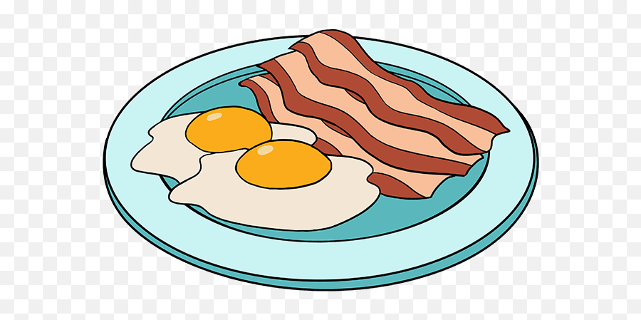 How To Draw Bacon And Eggs - Drawing Easy Eggs Emoji,Bacon Emoji