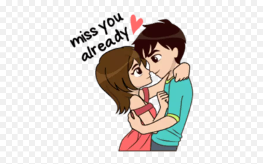 Sticker I Miss You Wastickerapps - Cute Beautiful Couple Cartoon Emoji,I Miss You Emoji Text
