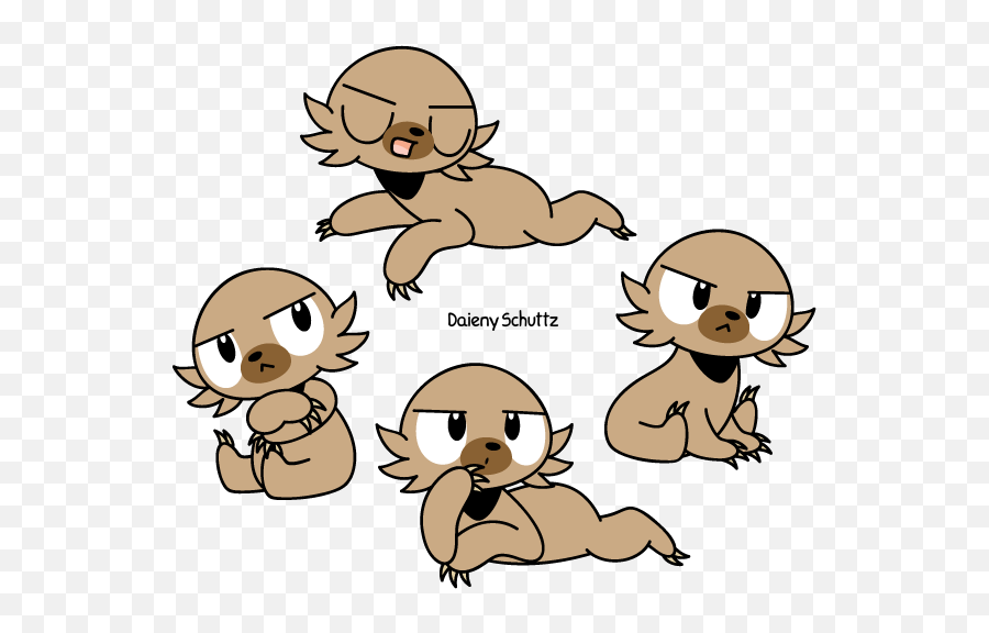 Grumpy Maned Sloth By Daieny Clipart - Full Size Clipart Cartoon Emoji,Sloth Emoji