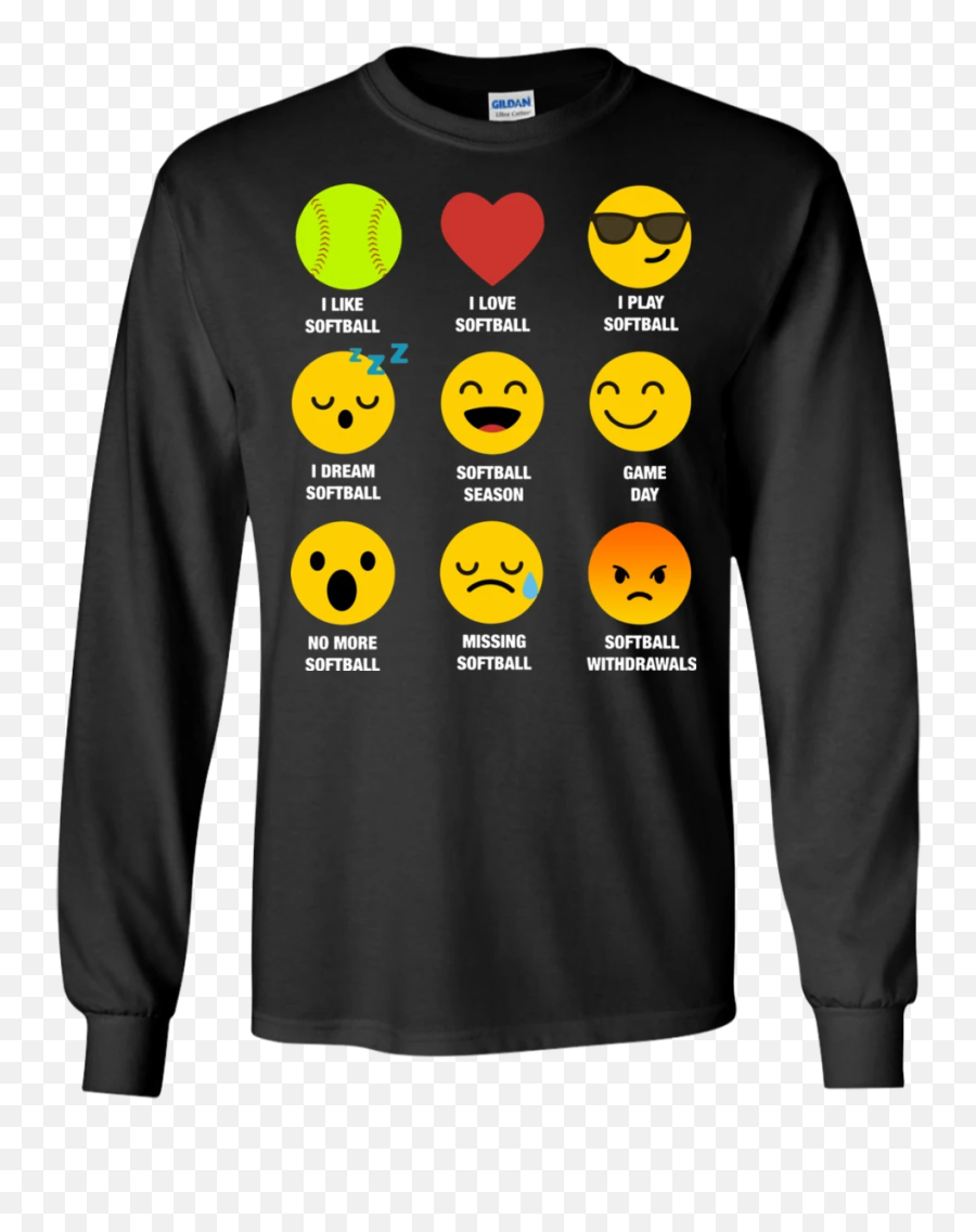 Ls T - Shirt Black 4xl Love Softball Emoji,Emoji Fashion