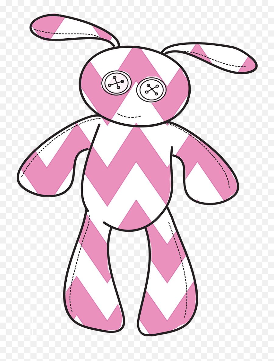 Pink White Button Eyes Bunny Stuffed - Stuffed Animals With Button Eyes Drawing Emoji,Easter Basket Emoji