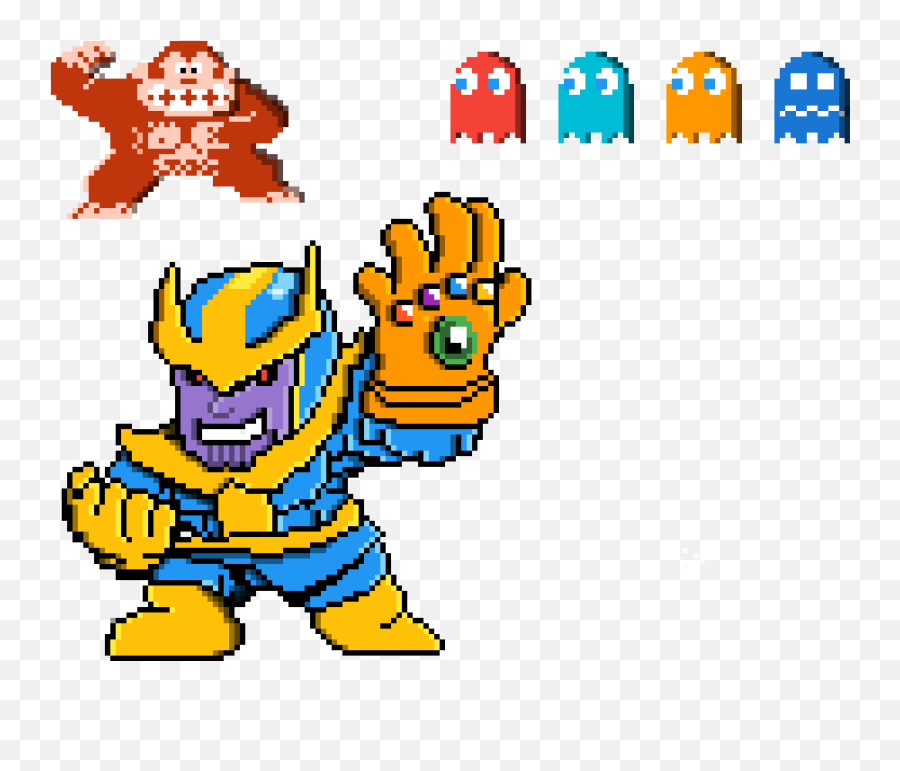 Pac Man Ghosts King Kong And Thanos - Manu0027s The Most Donkey Kong Original Emoji,Godzilla Emoticon