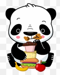 Panda Emoji Cartoon Panda - Panda Eating Cake Cartoon,Emoji Bears
