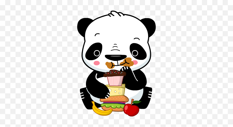 Panda Emoji Cartoon Panda - Panda Eating Cake Cartoon,Emoji Bears