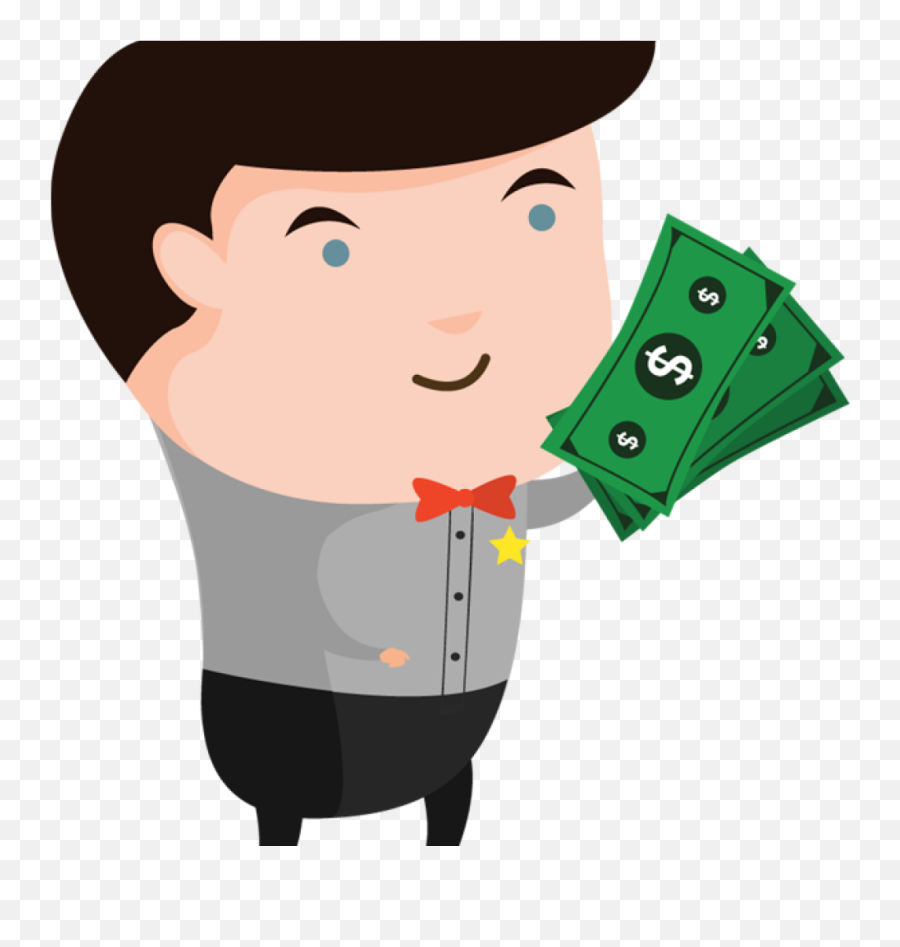 Money Bag Cartoon Clip Art - Thinking Person Cartoon Png Man Holding Money Cartoon Png Emoji,Money Bags Emoji