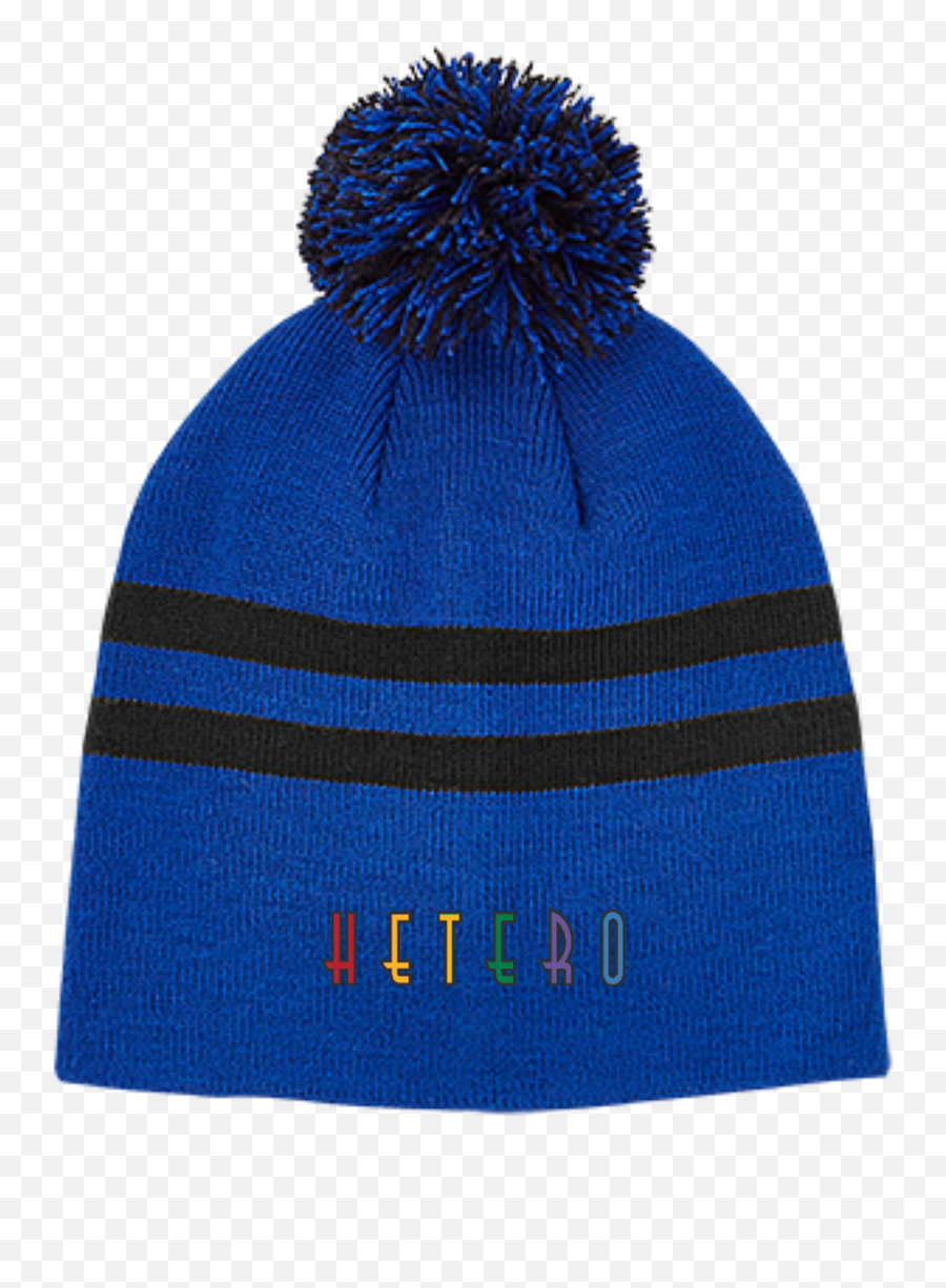 Hetero Team 365 Striped Pom Beanie - Beanie Emoji,Mustang Emoji