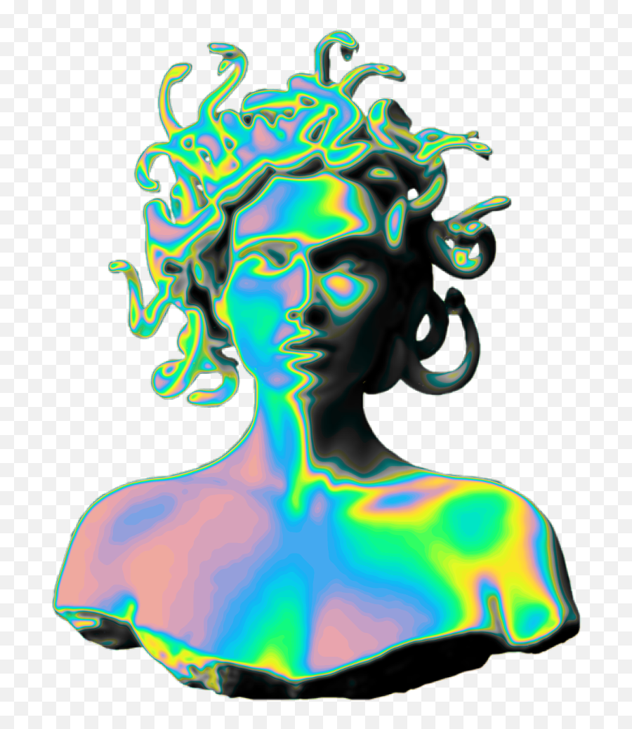 Holo Holographic Vaporwave Aesthetic Medusa Sculpture - Vaporwave Medusa Png Emoji,Vaporwave Emoji