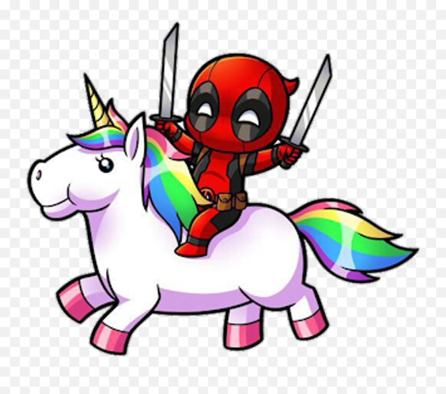 Cartoon Deadpool On Unicorn Transparent Cartoon - Jingfm Chibi Deadpool On A Unicorn Emoji,Deadpool Emojis