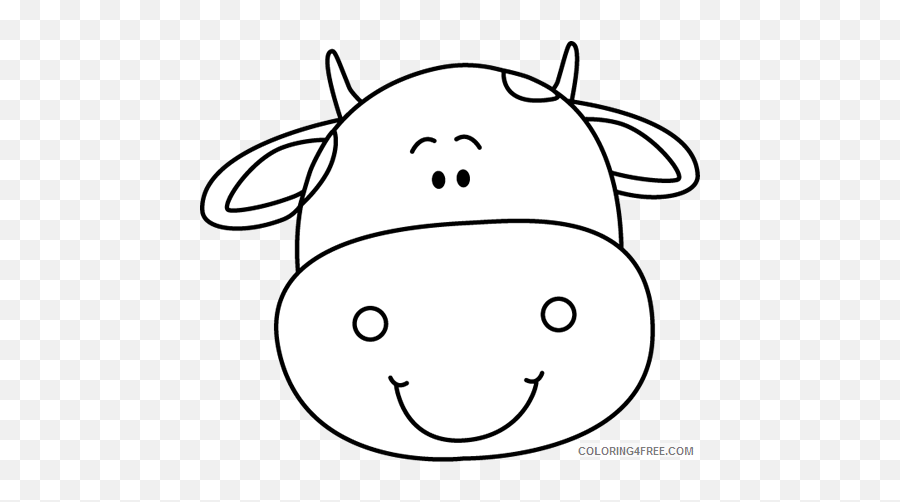 Cow Head Coloring Pages Cow Head Printable Coloring4free - Cow Head Coloring Emoji,Cow And Man Emoji