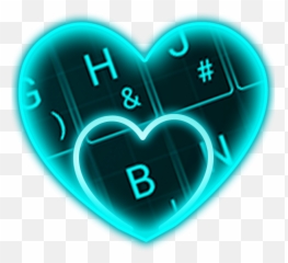 Live Neon Blue Heart Keyboard Theme - Emoji