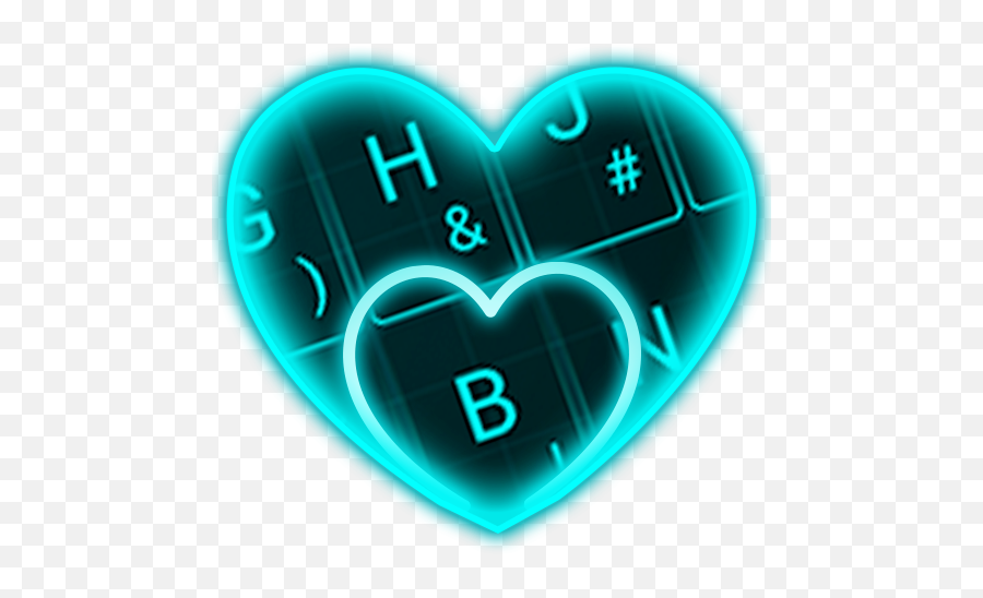 Live Neon Blue Heart Keyboard Theme - Heart Emoji,Neon Emoji Keyboard
