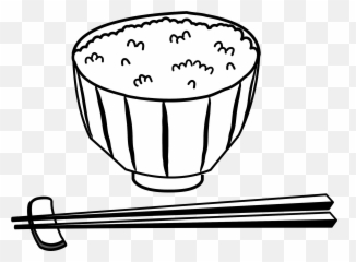 Transparent Bowl Of Rice Clipart - Black And White Emoji