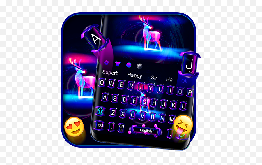 Glowing Night Deer Neon Keyboard Theme Aplikacije Na - Mobile Phone Emoji,Ovo Emoji