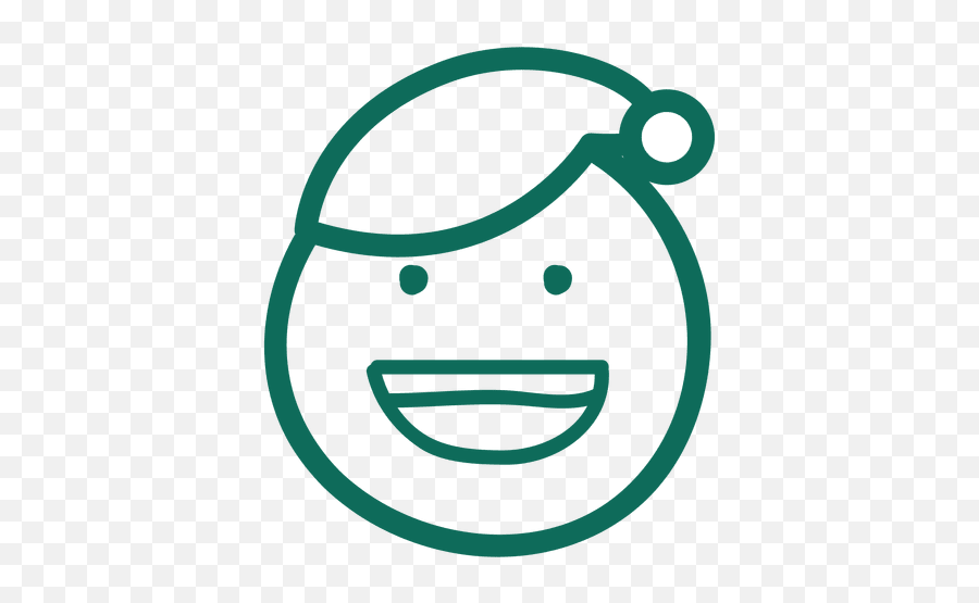 Laugh Santa Claus Hat Face Green Stroke Emoticon 17 - Circle Emoji,Christmas Lights Emoji