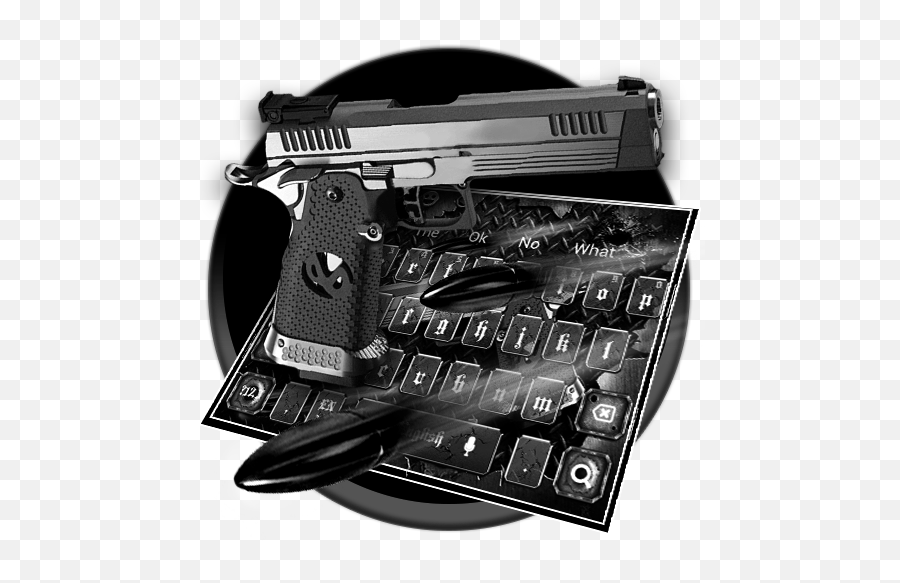 Black Pistol Bullet Keyboard Theme U2013 Google Play - Solid Emoji,Gun And Star Emoji