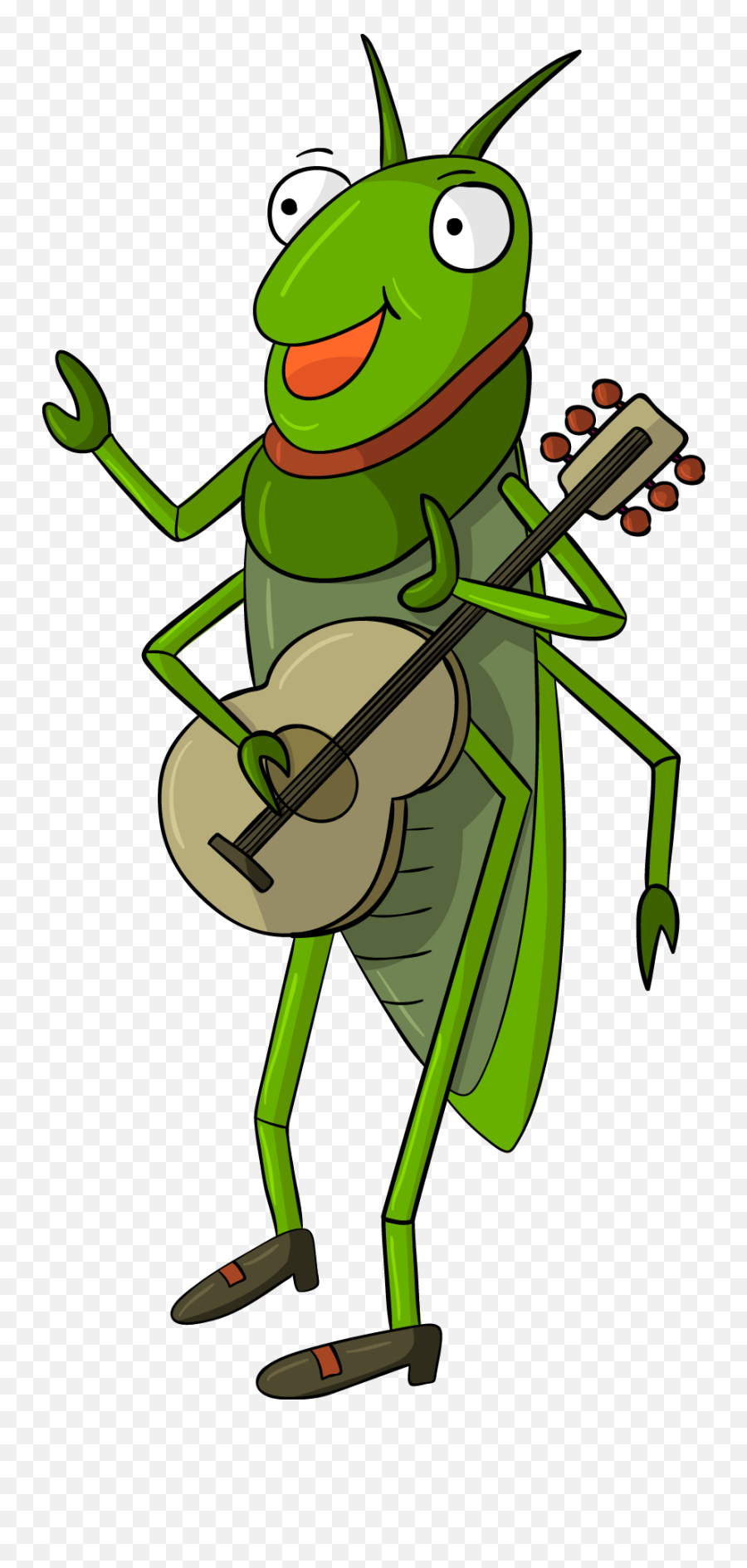 Download Cricket Grasshopper Illustration Playing Guitar - Cartoon Grasshopper Emoji,Cricket Emoticon