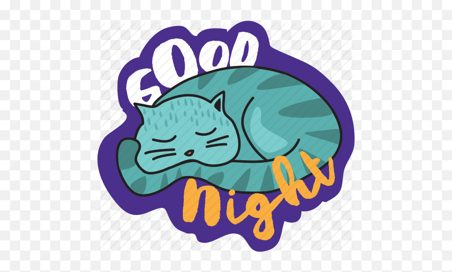 Cat Good Night Network Sleep Social Icon - Download On Iconfinder Good Night Stickers Png Emoji,Goodnight Emoji Text