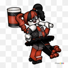 How To Draw Harley Quinn Lego Batman Movie - Lego Batman Movie Harley Quinn Emoji,Harley Quinn Emoji